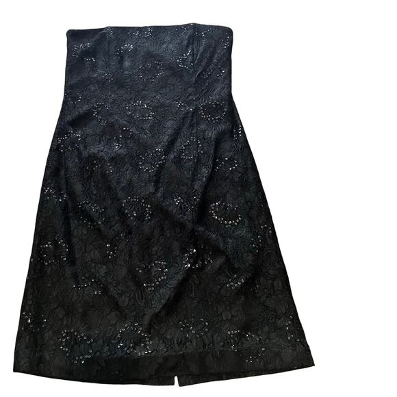 WHITE HOUSE BLACK MARKET Sequin Dress Size 14 Black Strapless Formal Cocktail - Picture 2 of 10